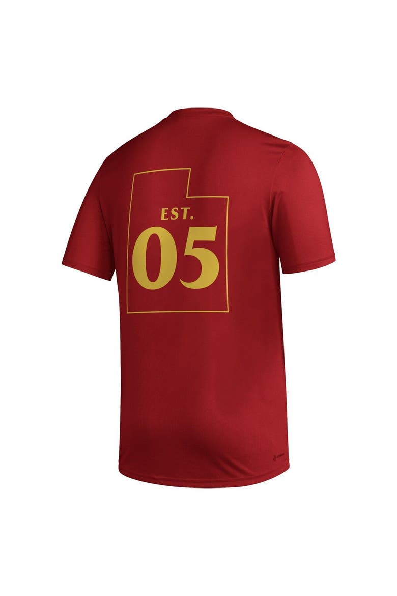 Men's adidas Red Real Salt Lake Team Jersey Hook AEROREADY T-Shirt, Alternate, color, Red