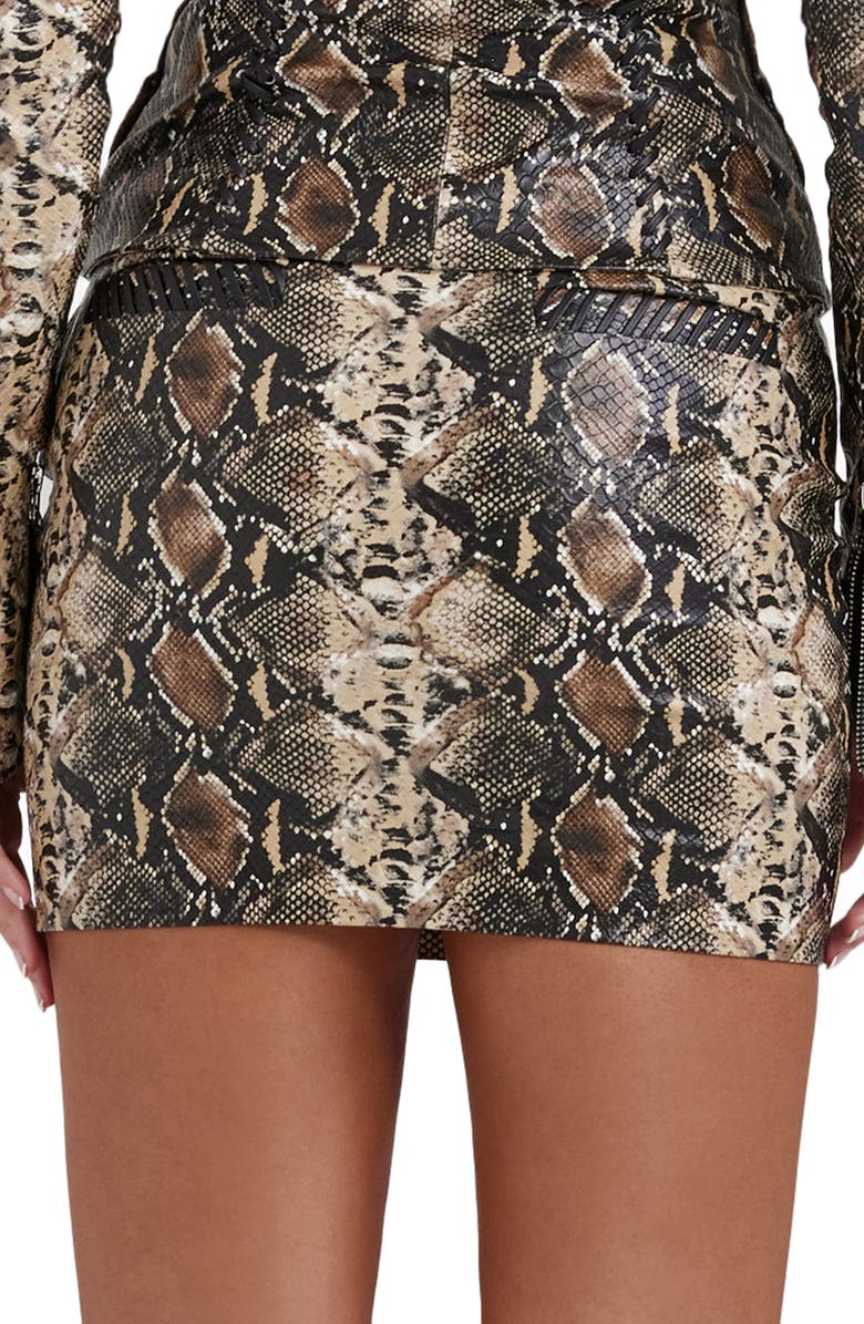 HOUSE OF CB Lena Snakeskin Print Faux Leather Miniskirt, Alternate, color,