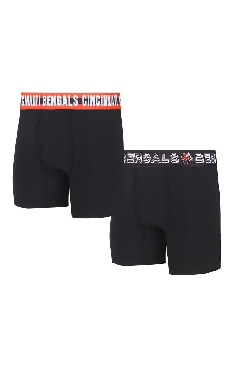 CONCEPTS SPORT Men's Concepts Sport Cincinnati Bengals Gauge Knit Boxer Brief Two-Pack, Main, color,