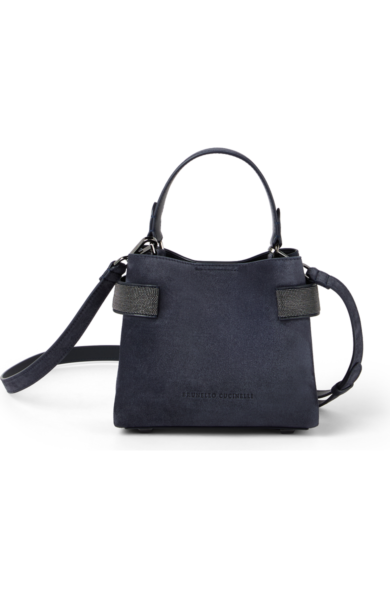 Brunello Cucinelli Small Top-Handle Essence bag, Main, color, Navy Blue