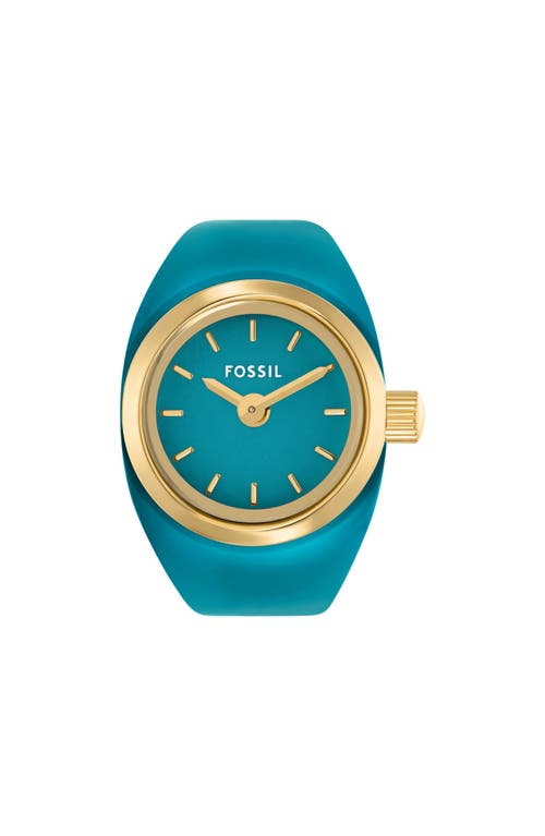 Fossil Women's Two-hand Gold-tone Stainless Steel Ring Watch, 15mm In Blue