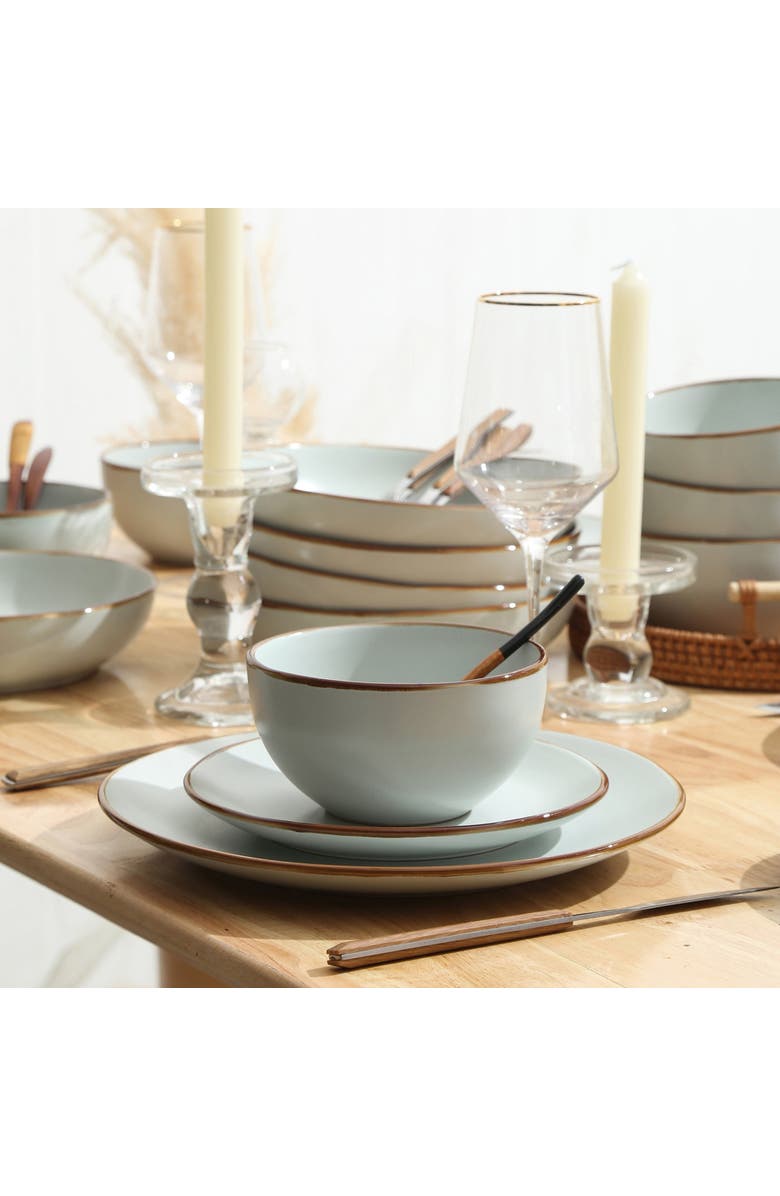 Stone Lain Brasa Stoneware 16-Piece Dinnerware Set, Alternate, color, Light Green