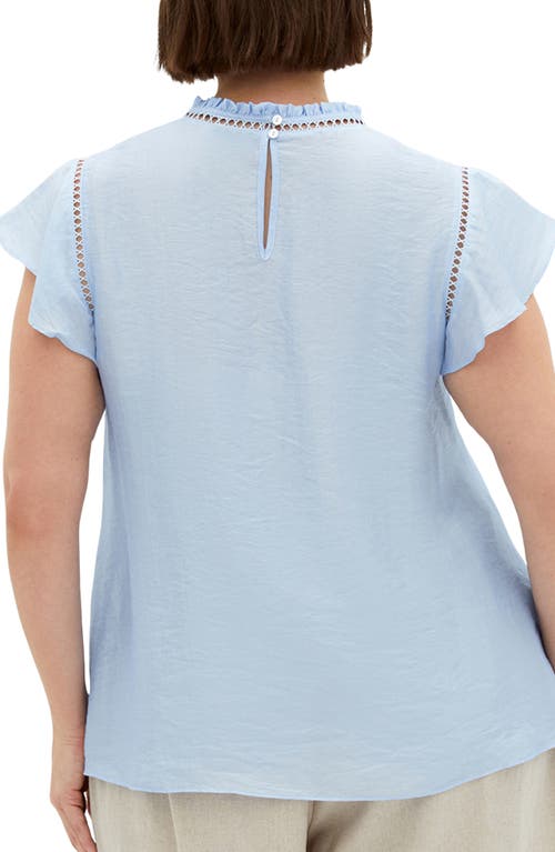 City Chic Lorelai Flutter Sleeve Top In Sky Blue