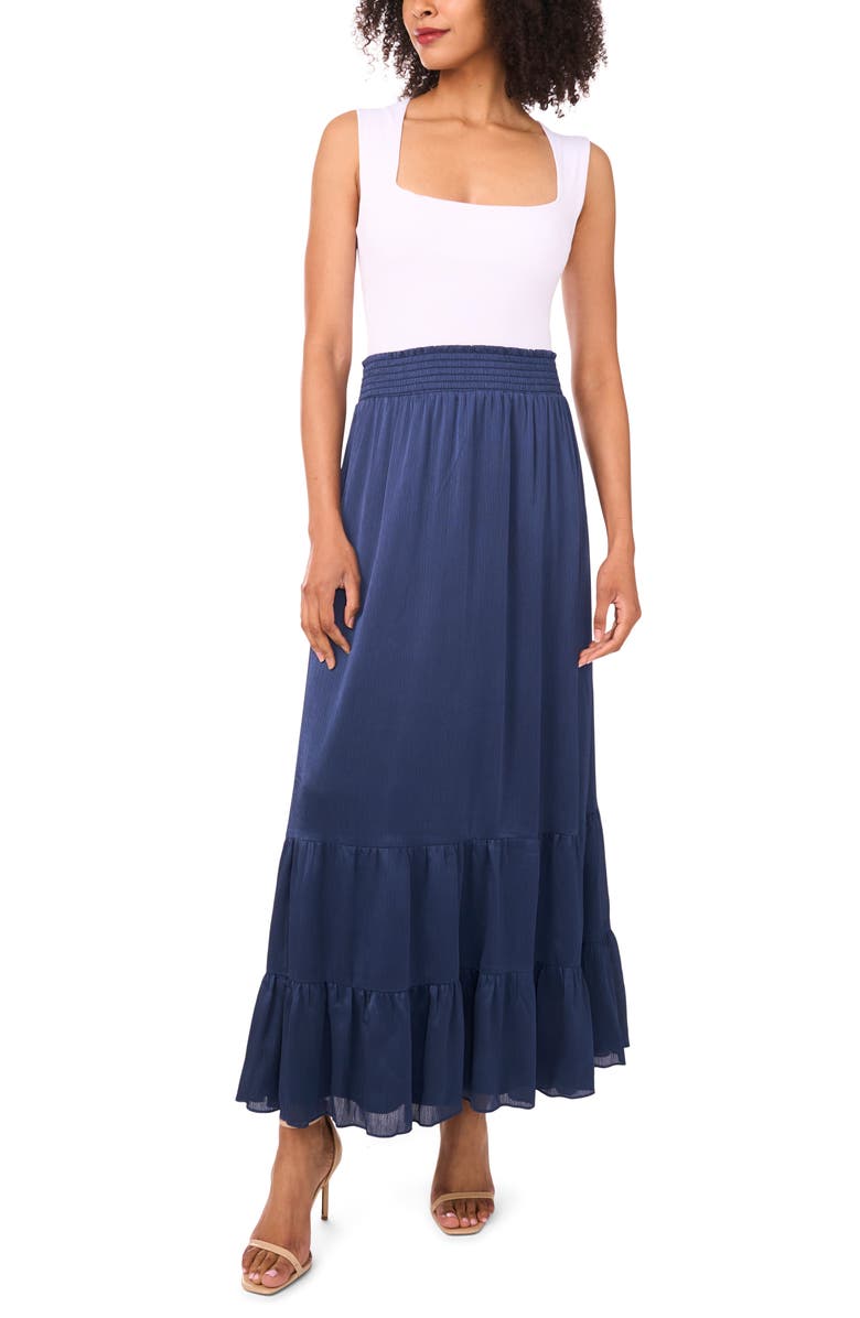 Vince Camuto Tiered Maxi Skirt, Alternate, color, Swift Seas