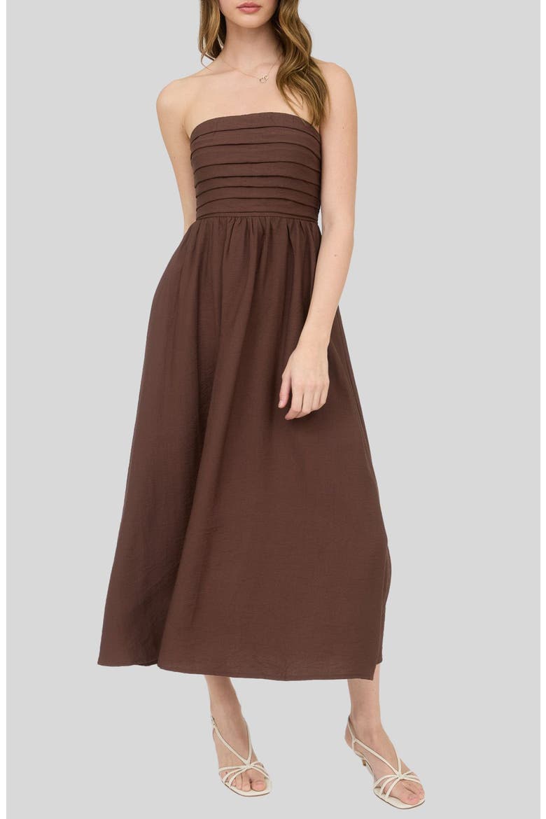 Strapless Midi Dress, Main, color, BROWN