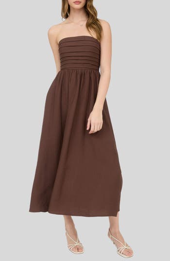 BLU PEPPER BLU PEPPER STRAPLESS MIDI DRESS