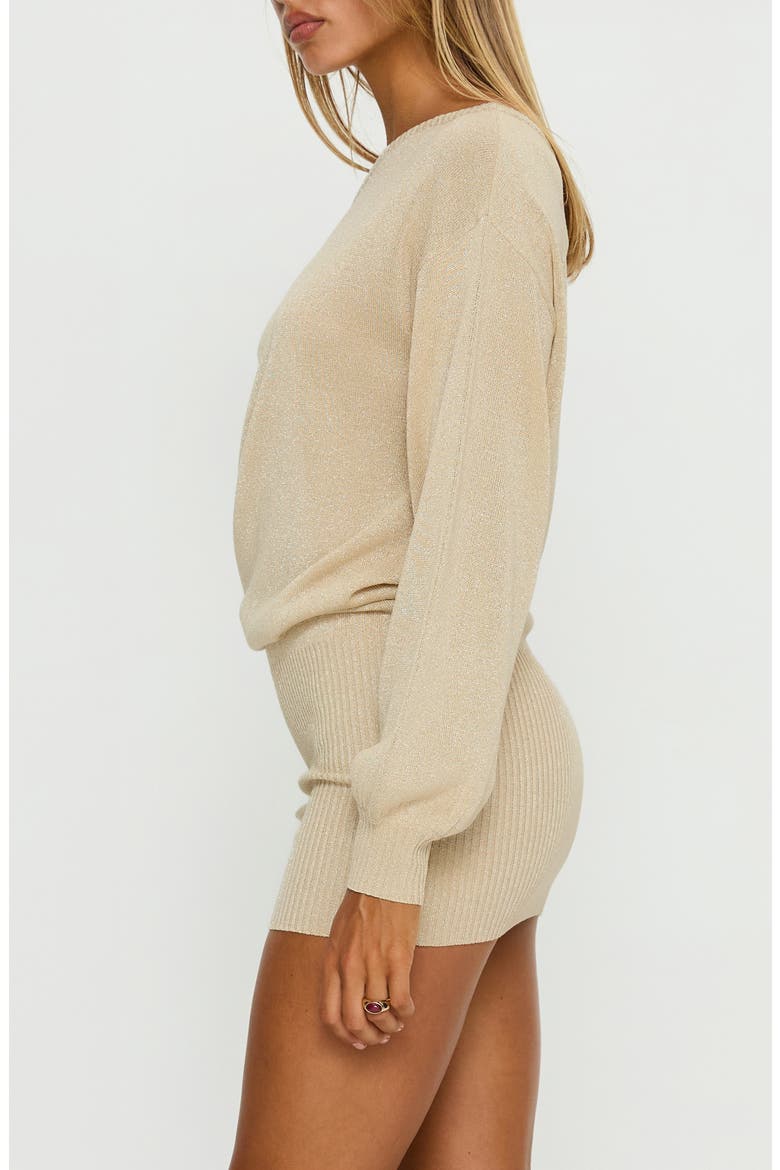 Johannah Metallic One-Shoulder Long Sleeve Minidress, Alternate, color, GOLD