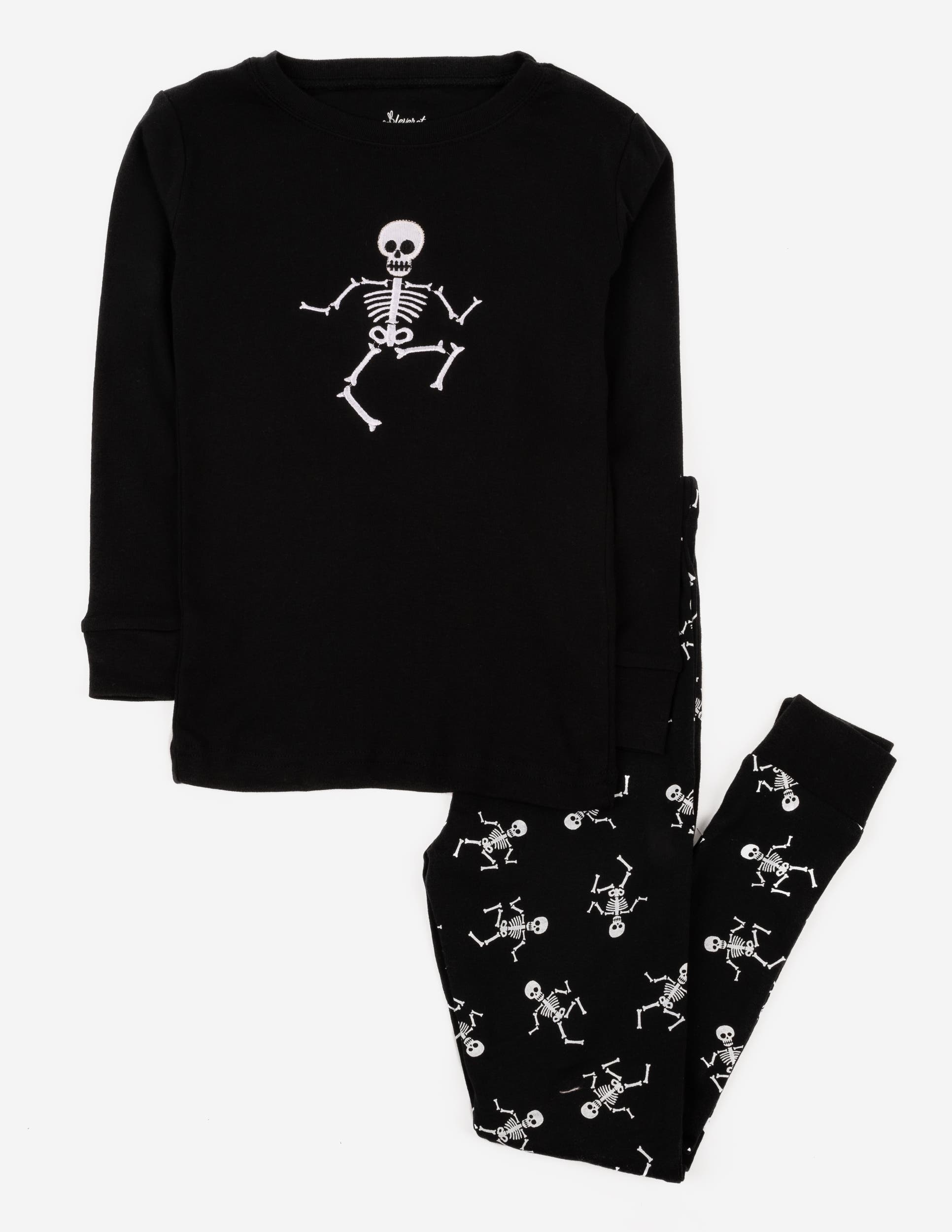 Leveret Kids'  Two-piece Cotton Halloween Matching Family Pajamas, Fun Prints In Black
