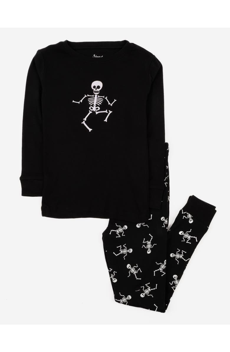 Leveret Two-Piece Cotton Halloween Matching Family Pajamas, Fun Prints, Main, color, Black Skeleton