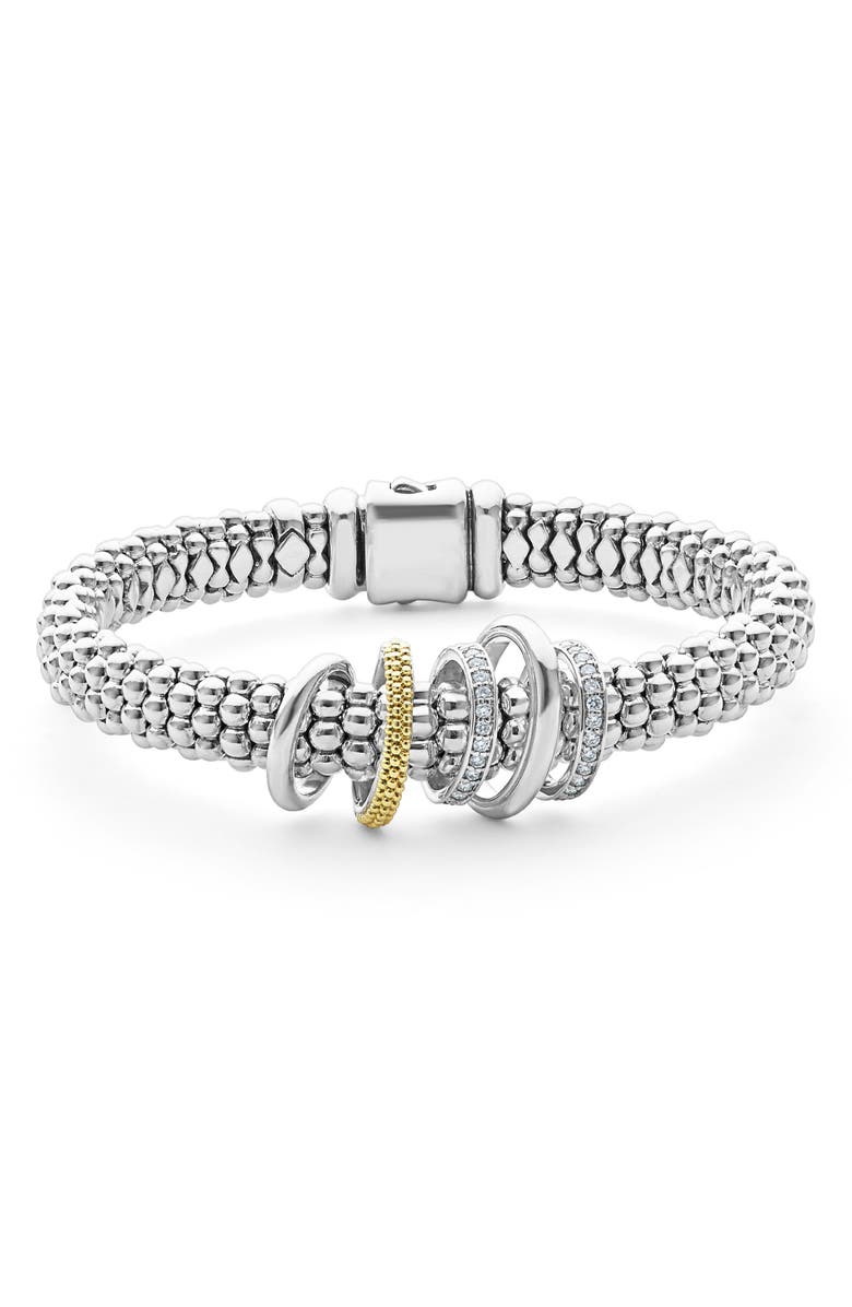LAGOS Caviar Lux Pavé Diamond Rope Bracelet, Main, color, Two-Tone