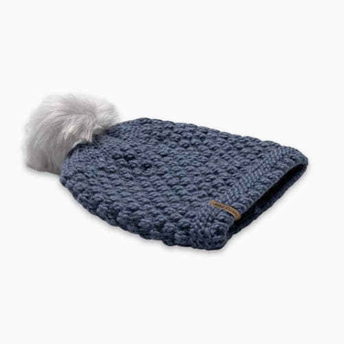 Turtle Fur Snowfall Pom Slouch Beanie In Blue