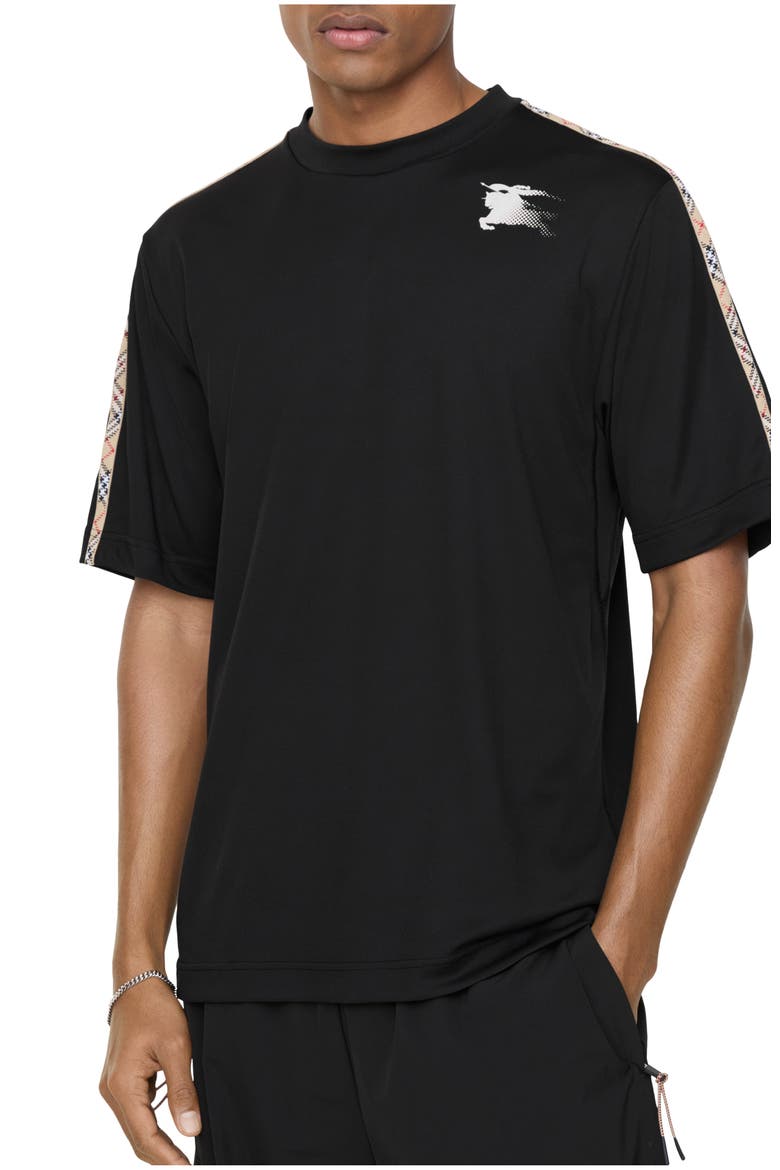 Check Trim Jersey T-shirt, Main, color, Black