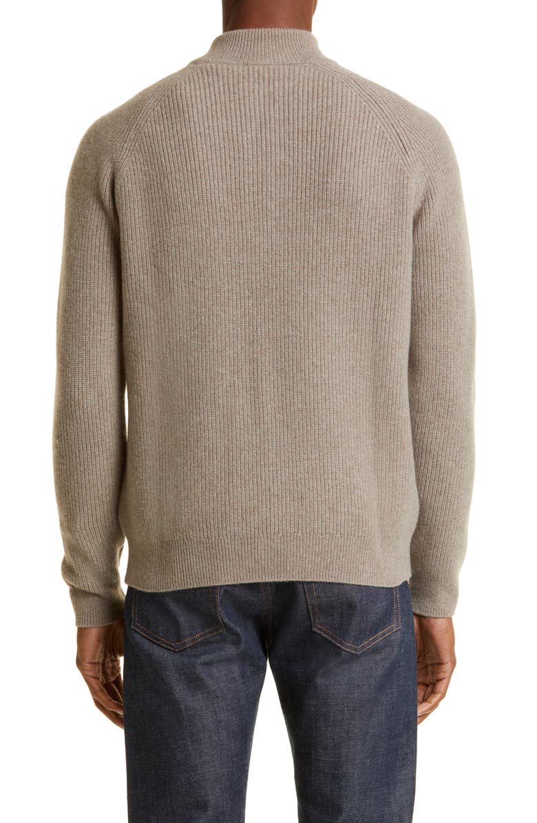 Sunspel Half Zip Lambswool & Cashmere Rib Sweater, Alternate, color, 
