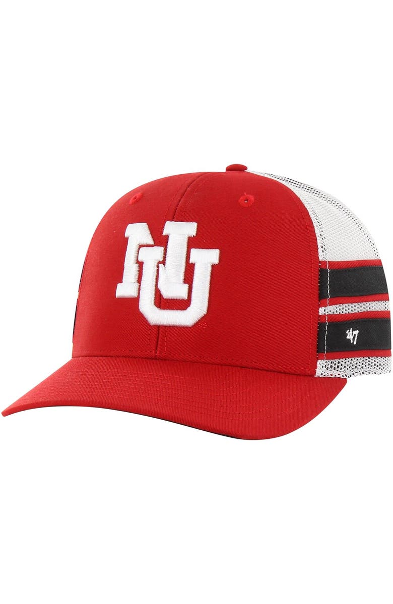 '47 Men's '47 Scarlet Nebraska Huskers Straight Eight Adjustable Trucker Hat, Main, color, 