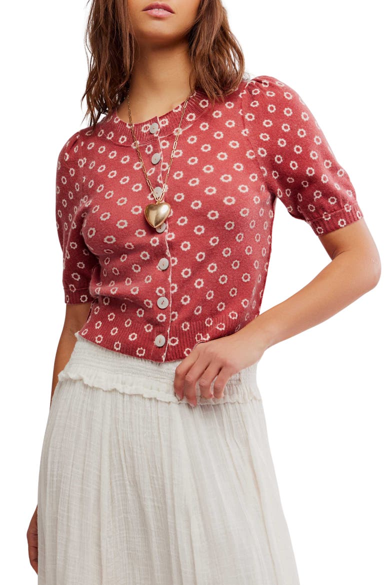 Isla Puff Sleeve Crop Wool & Cashmere Blend Cardigan, Main, color, DAISY COMBO