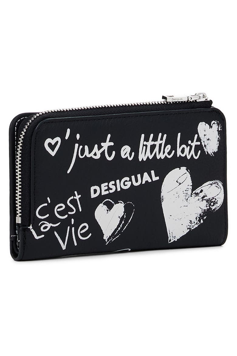Medium Faux Leather Wallet, Alternate, color, BLACK