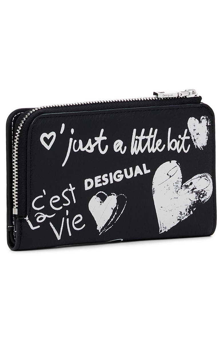 Desigual Medium Faux Leather Wallet, Alternate, color, Black