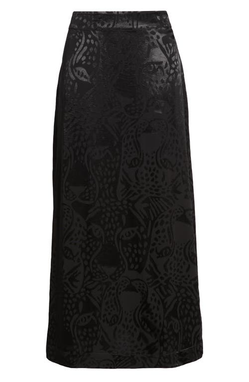 Farm Rio Midnight Leopards Jacquard Maxi Skirt In Black