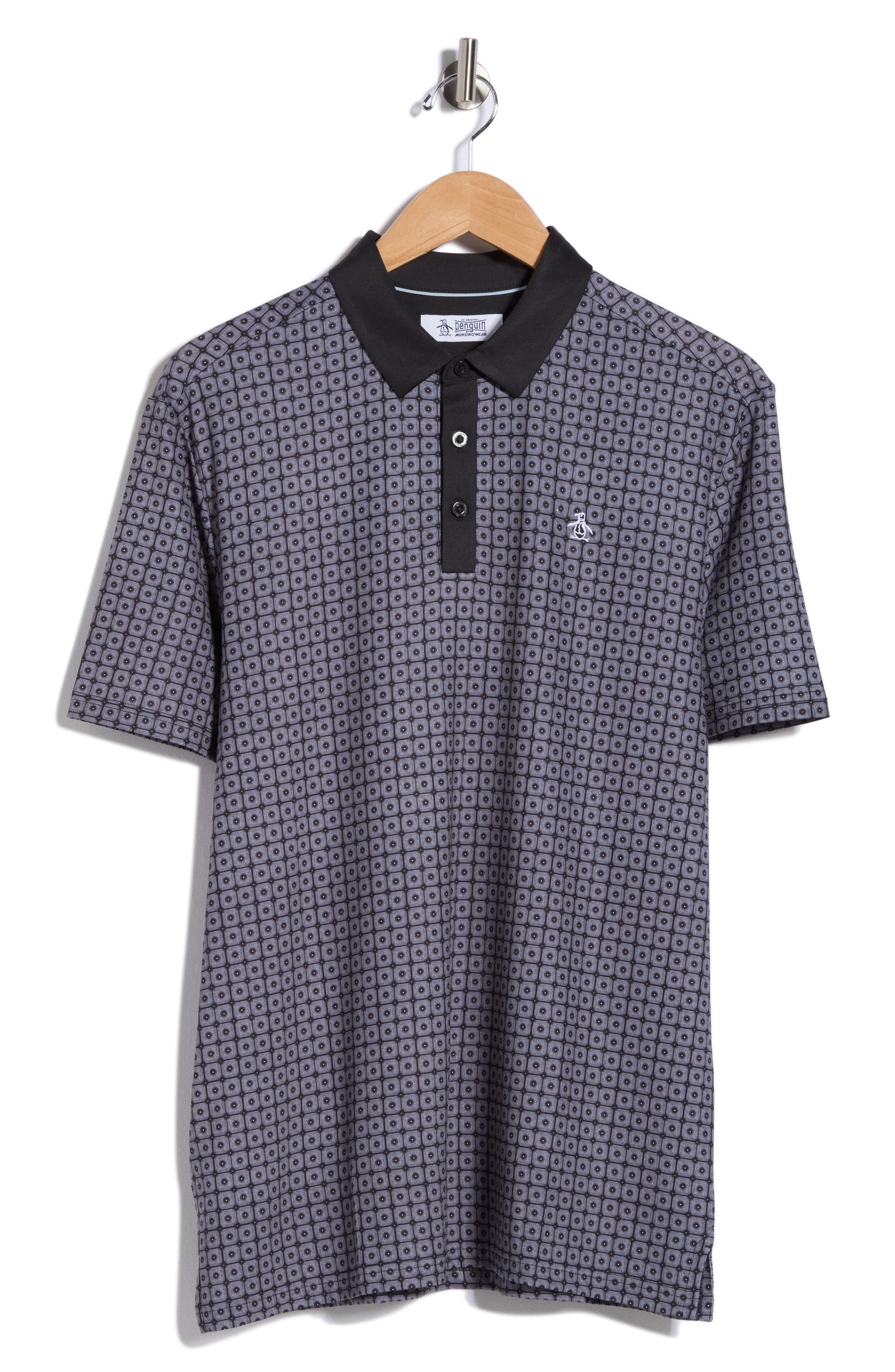 Original Penguin Layered Windowpane Print Knit Polo