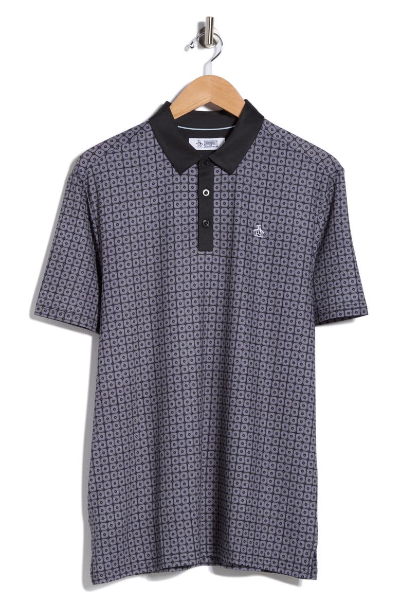 Layered Windowpane Print Knit Polo, Alternate, color, CAVIAR