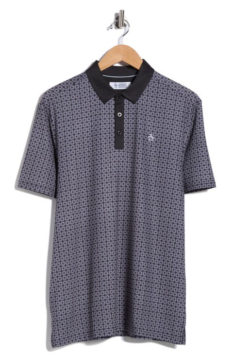 Layered Windowpane Print Knit Polo