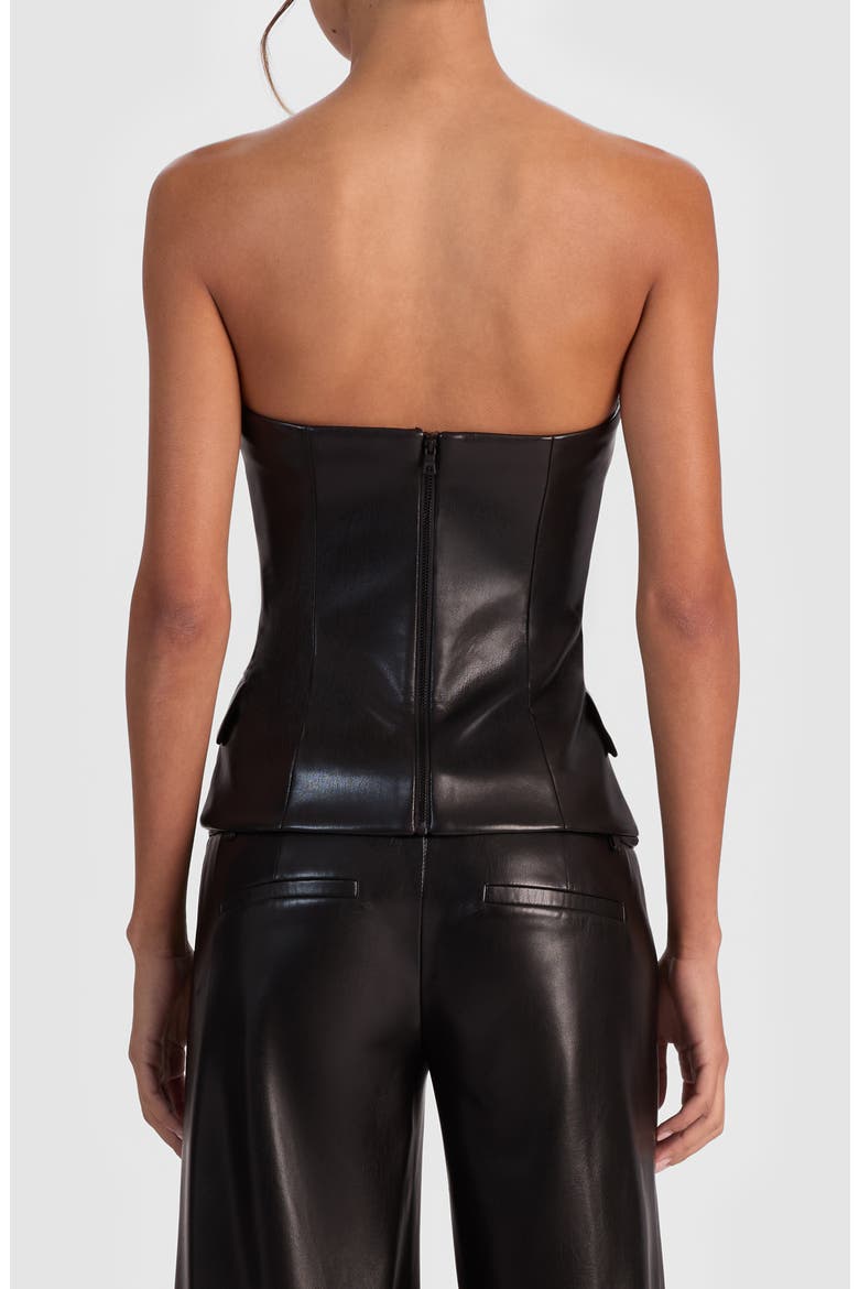 Madison Faux Leather Bustier, Alternate, color, BLACK