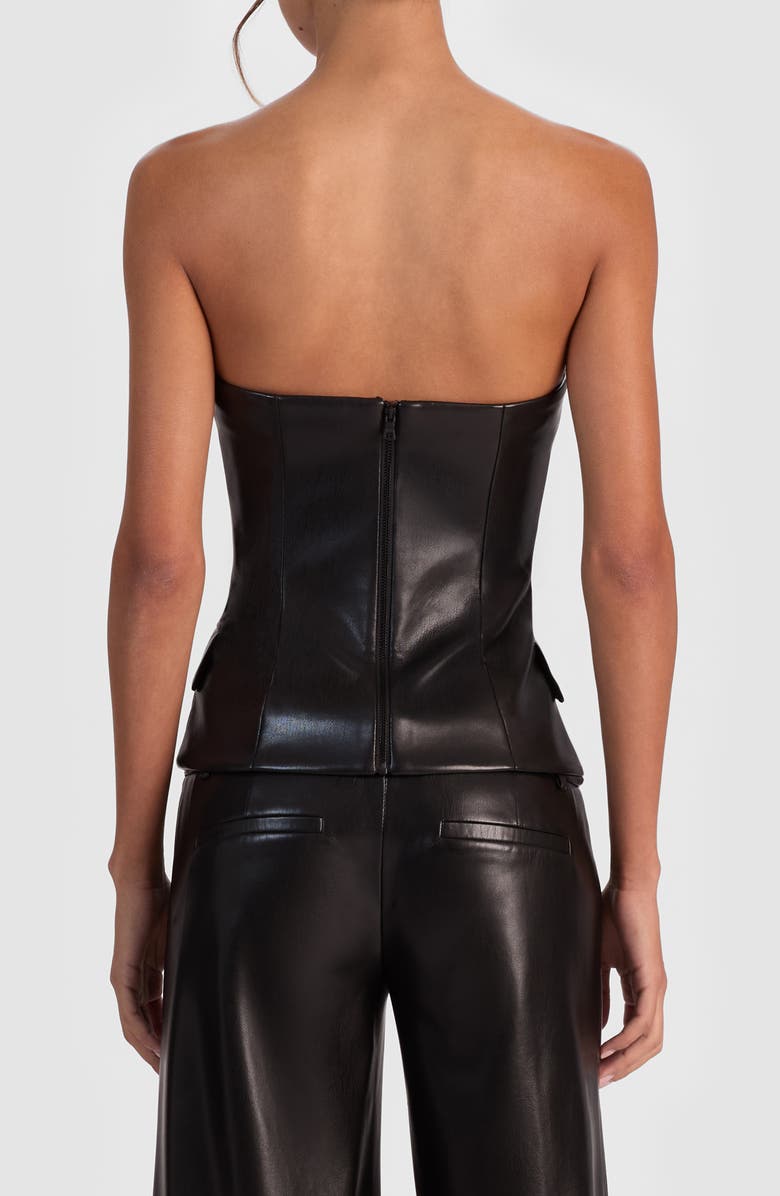 Alice + Olivia Madison Faux Leather Bustier, Alternate, color, Black
