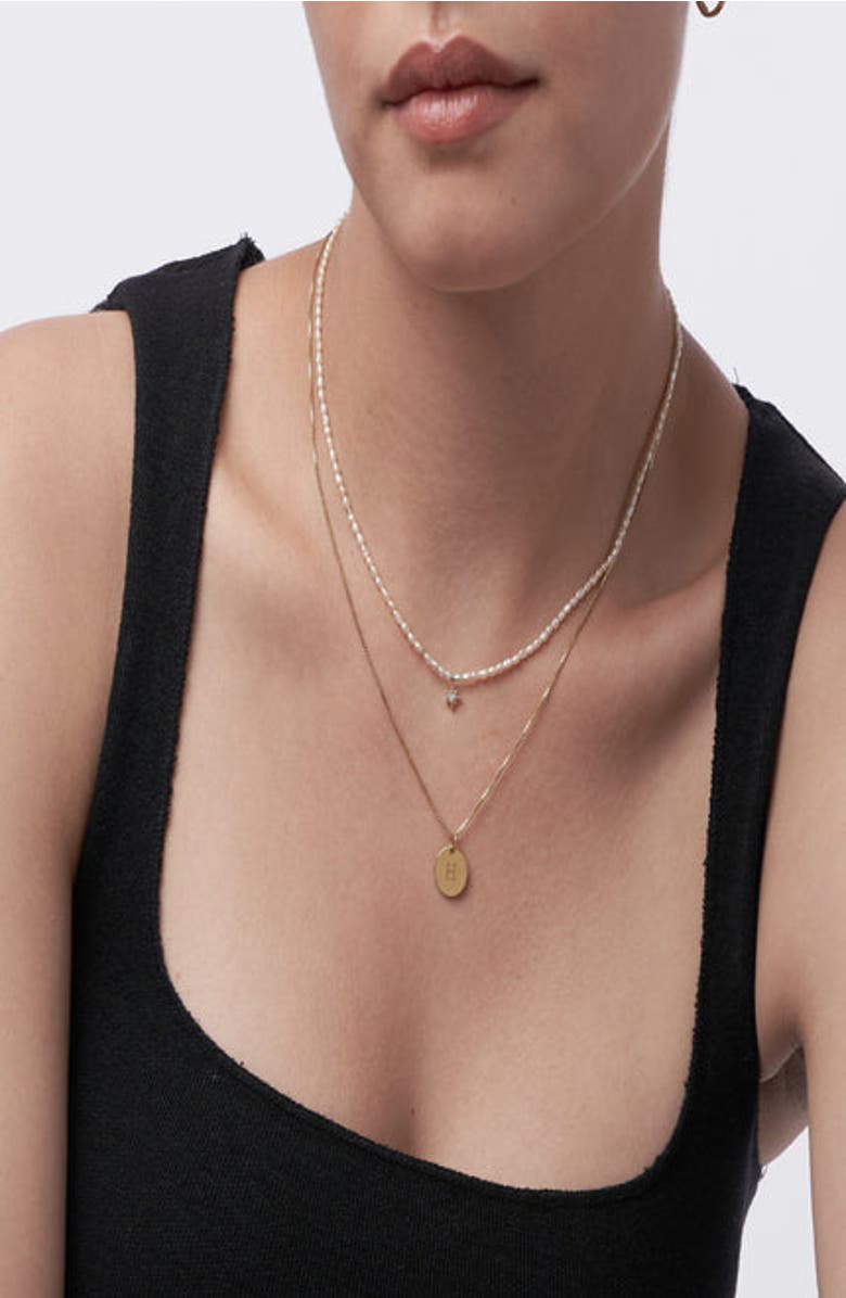 Oak & Luna Willow Initial Disc Necklace- 18K Gold Plated Silver, Alternate, color, Letter R