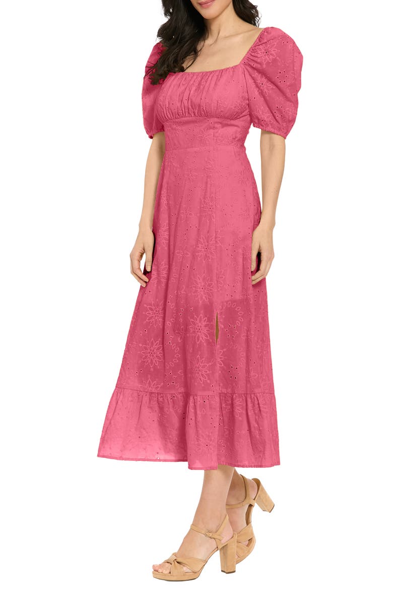 Embroidered Empire Waist Midi Dress, Alternate, color, PINK