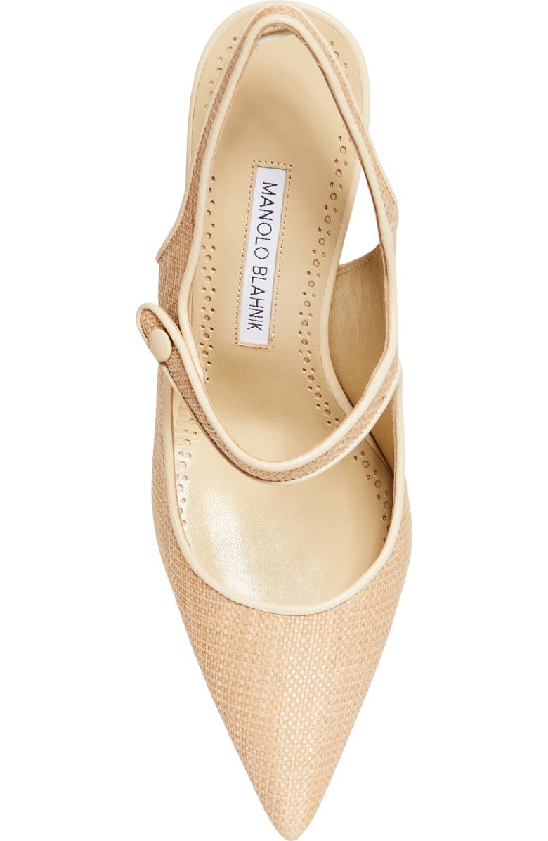 Manolo Blahnik Camparisli Pointed Toe Mary Jane Slingback Pump, Alternate, color, Light Beige/ Cream