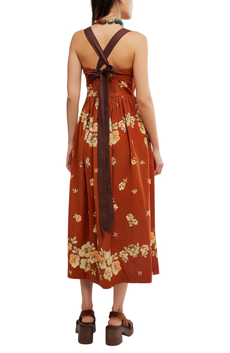 Free People Until Dawn Floral Midi Sundress, Alternate, color, Cinnamon Combo