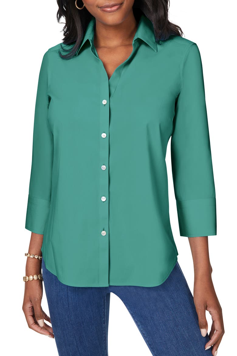 Mary Button-Up Blouse, Main, color, VINTAGE JADE
