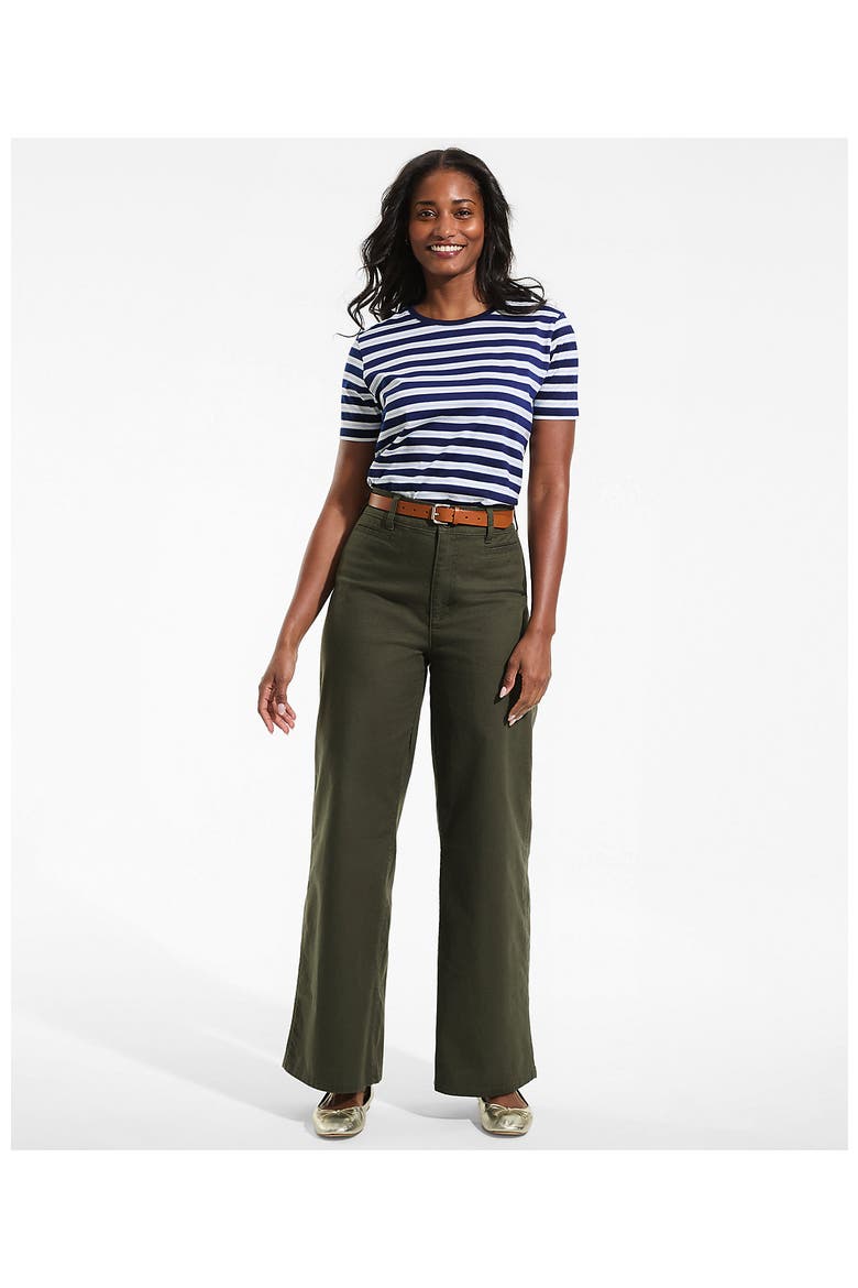 Stretch Canvas High Rise Wide Leg Pants, Alternate, color, Forest Moss