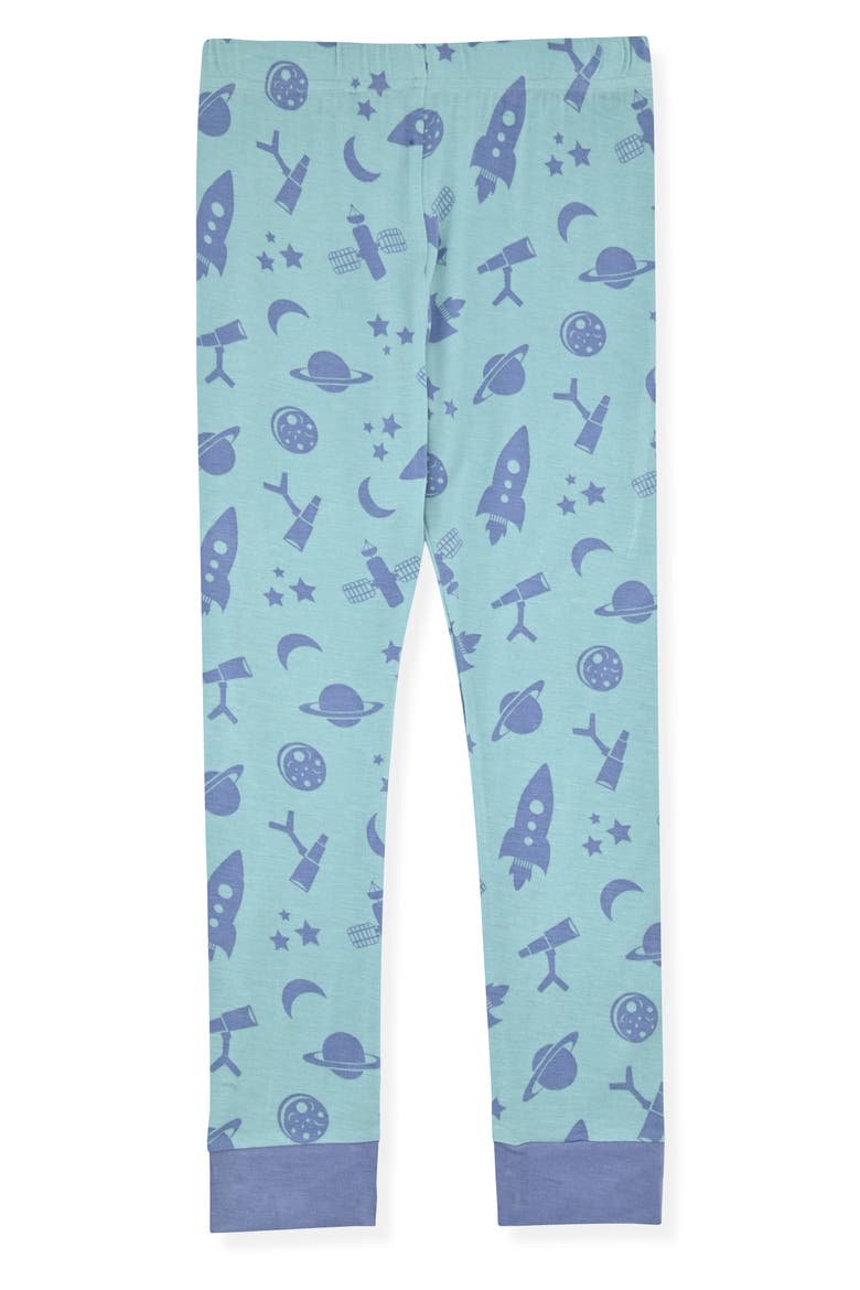 Fitted Long Sleeve Two-Piece Pajamas, Alternate, color, GREEN/ BLUE