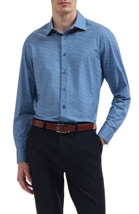 James OoohCotton® Herringbone Print Button-Up Shirt