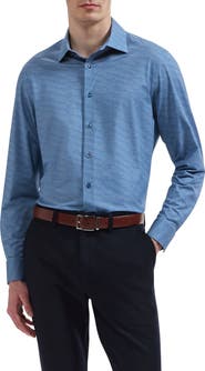Bugatchi James OoohCotton® Herringbone Print Button-Up Shirt