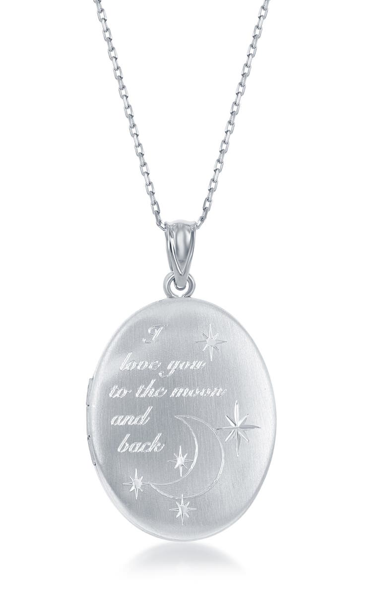 SIMONA Sterling Silver Oval Locket Necklace, Main, color, Silver