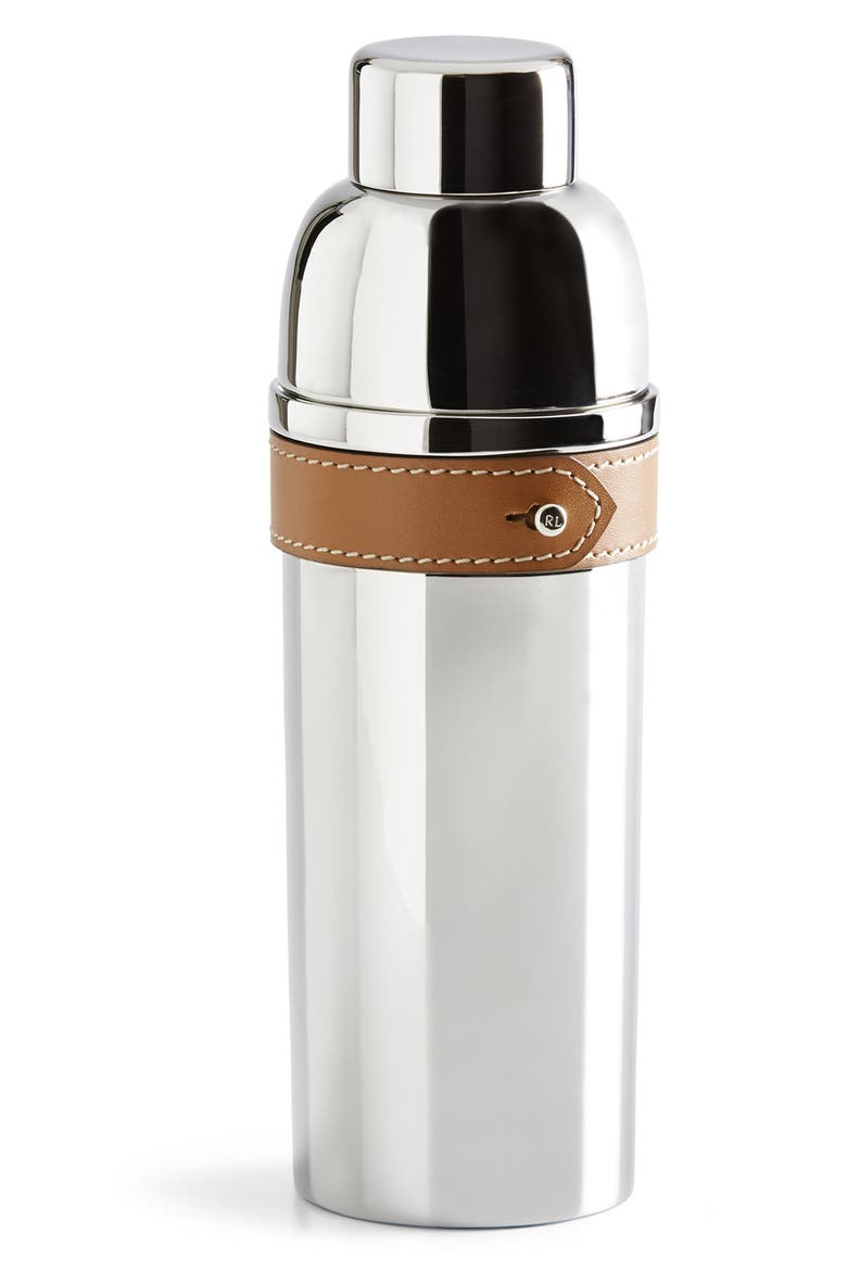 Wyatt Cocktail Shaker, Main, color, SADDLE/ SILVER