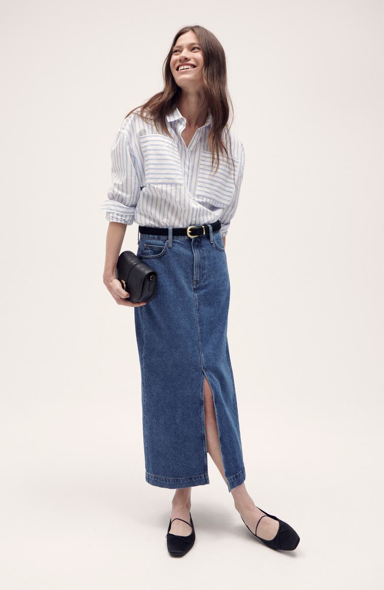 Barbour Ella Nonstretch Denim Midi Skirt, Alternate, color, 