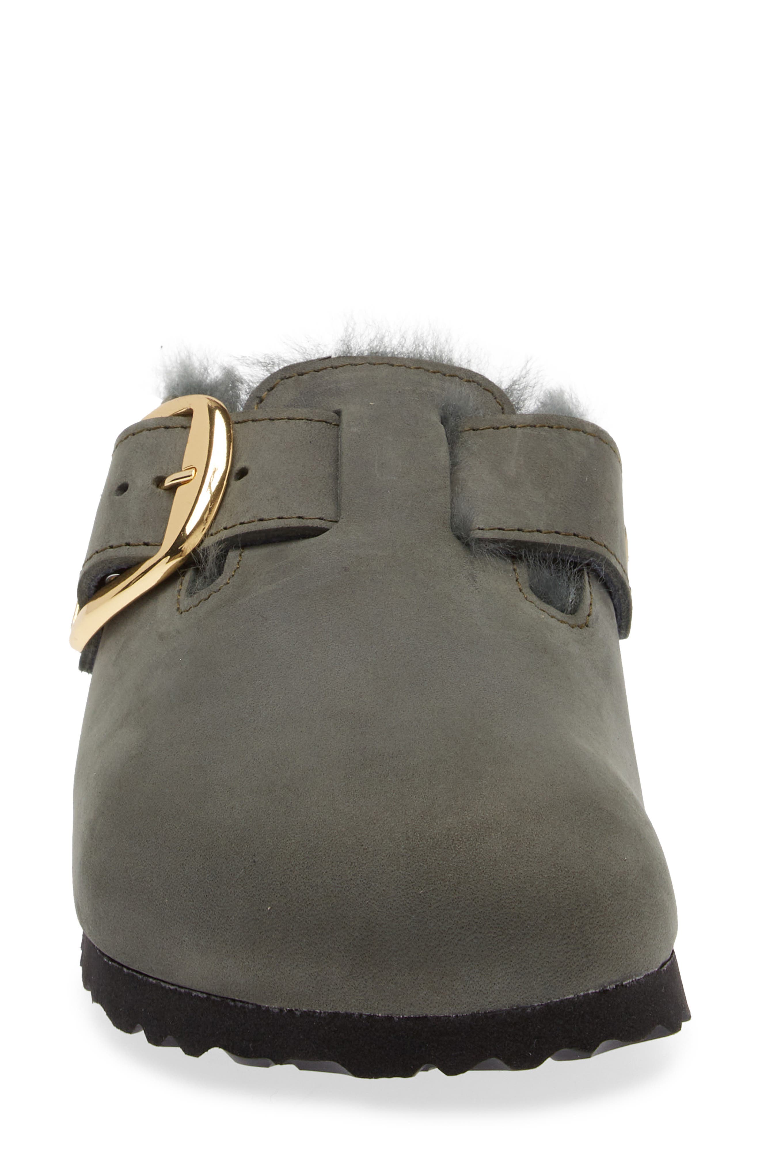Boston Big Buckle Genuine Shearling Lined Clog, Alternate, color, THYME