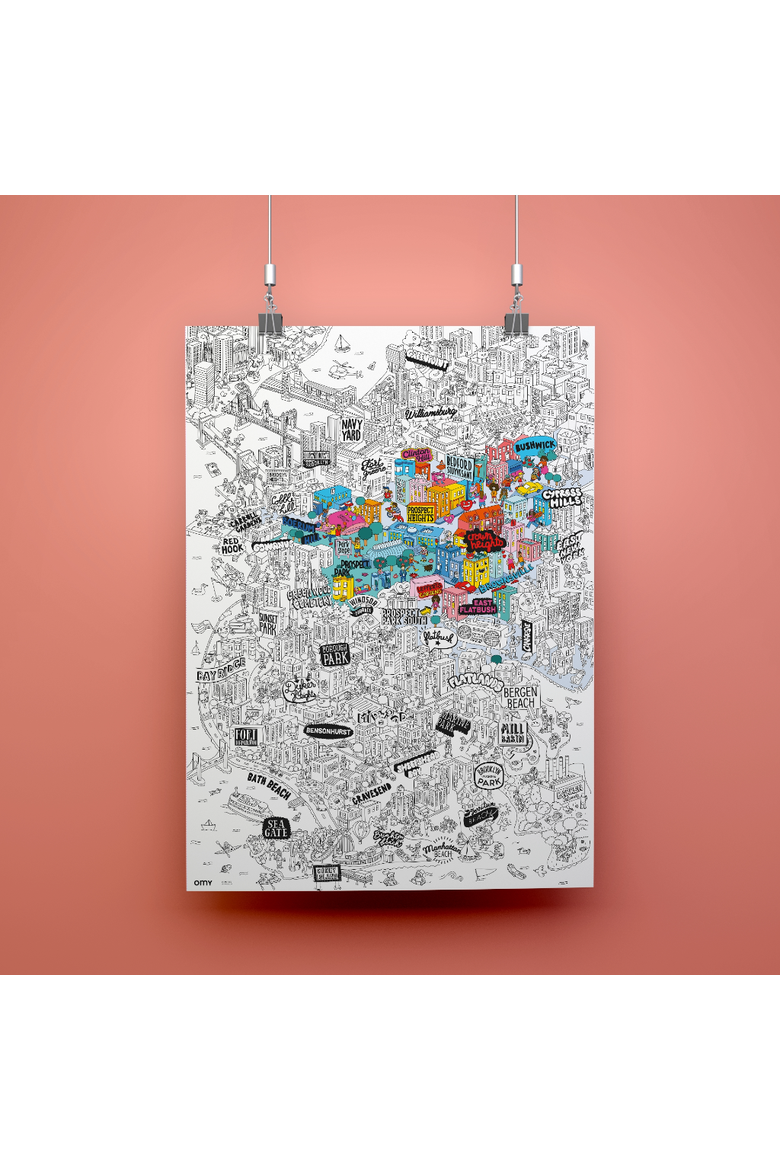 Giant coloring poster Brooklyn, Alternate, color, Beige