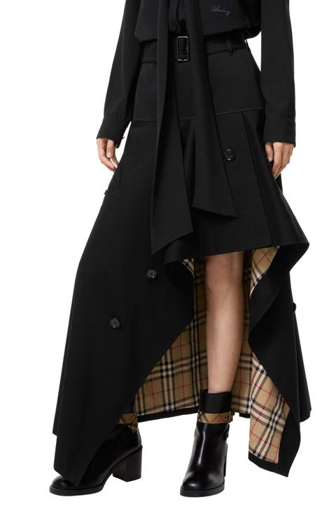 Heather Asymmetric Cotton Gabardine Trench Skirt