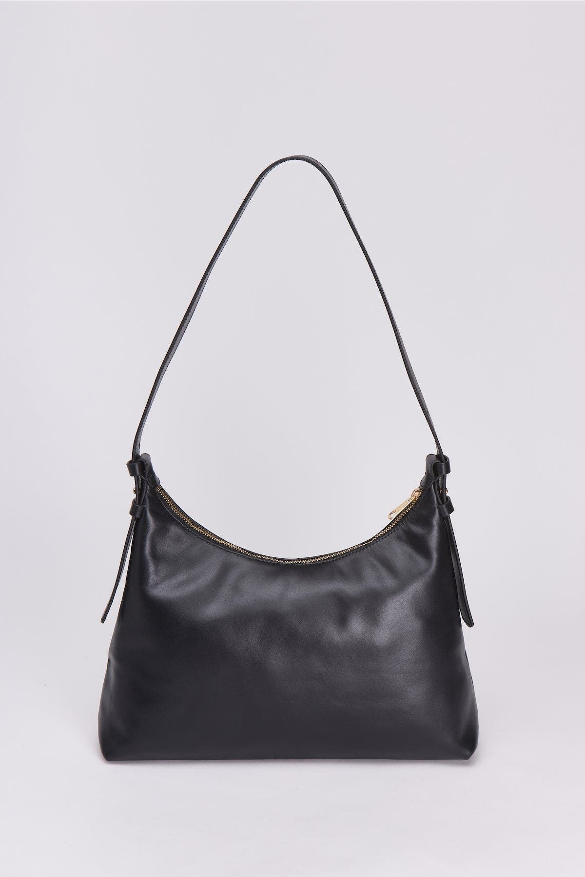 Forever & Always Shoes Elena Hobo Bassepi Leather Shoulder Bag, Main, color, Black