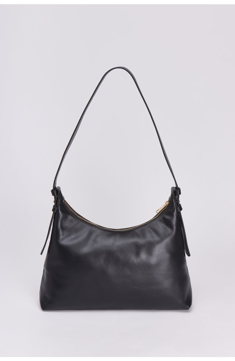 Forever & Always Shoes Elena Hobo Bassepi Leather Shoulder Bag, Main, color, Black