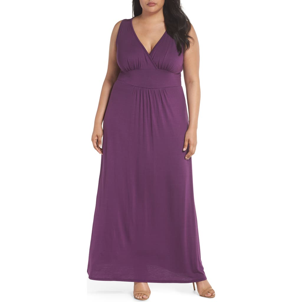 Loveappella Surplice Maxi Dress In Purple