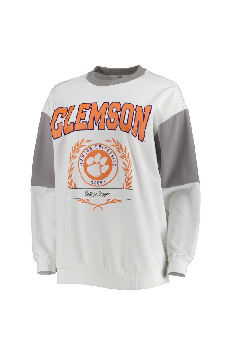 GAMEDAY COUTURE Women's Gameday Couture White Clemson Tigers It's A Vibe Dolman Pullover Sweatshirt, Alternate, color, Gray