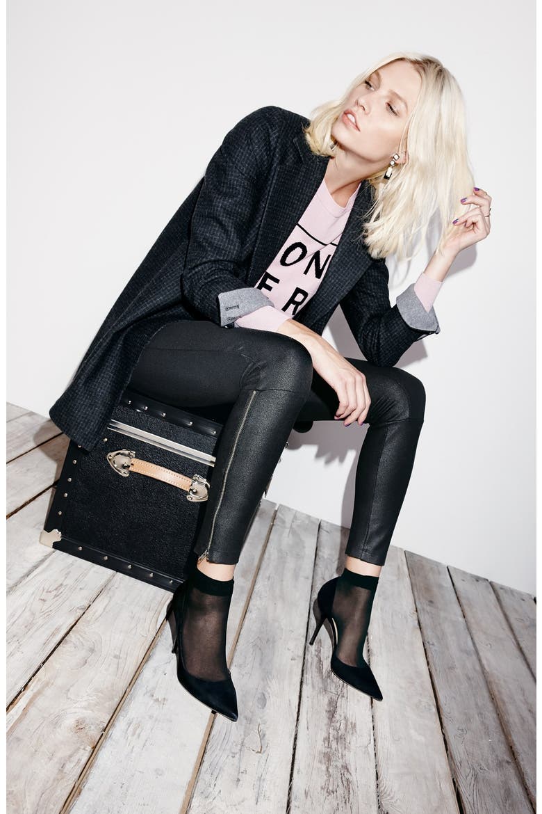 Lyssé 'Simone' Coated Ponte Knit Control Top Leggings, Alternate, color, BLACK