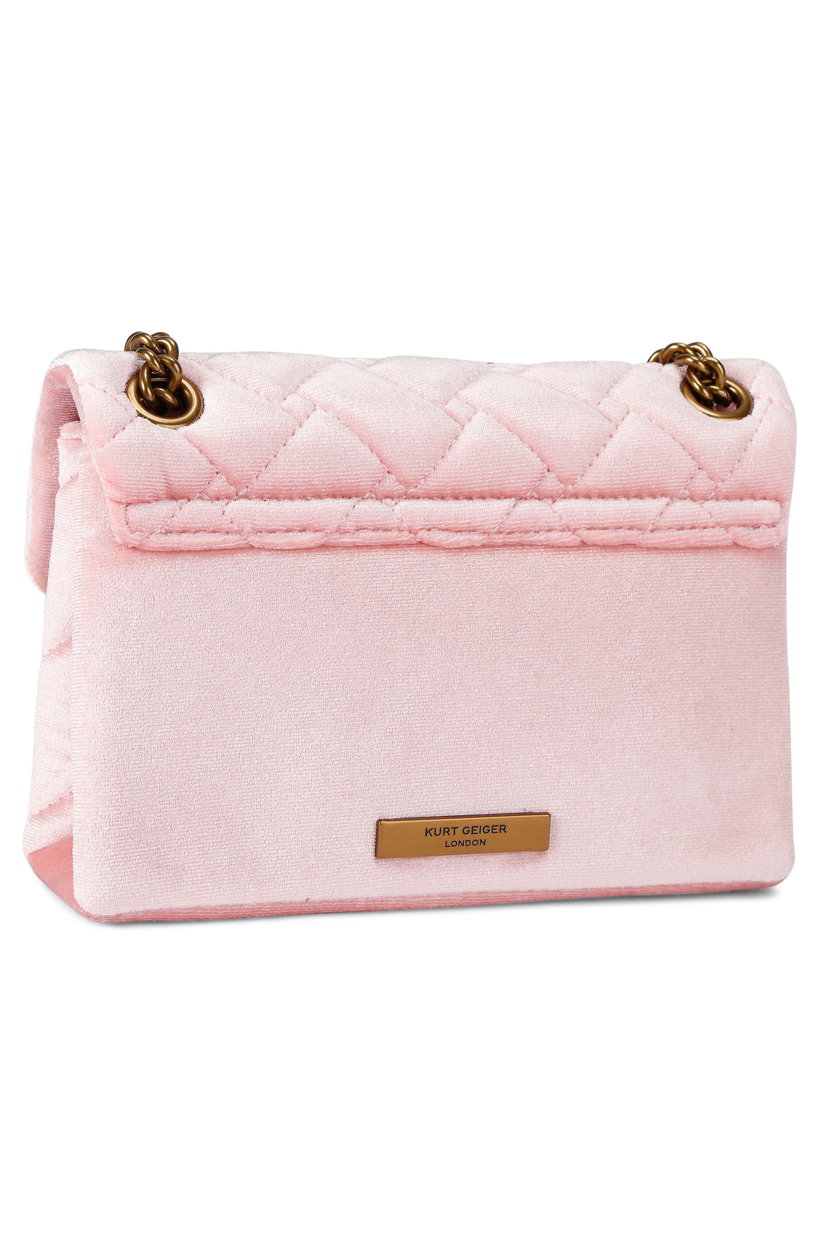 Kurt Geiger London Mini Kensington Velvet Crossbody Bag, Alternate, color, Light/ Pastel Pink