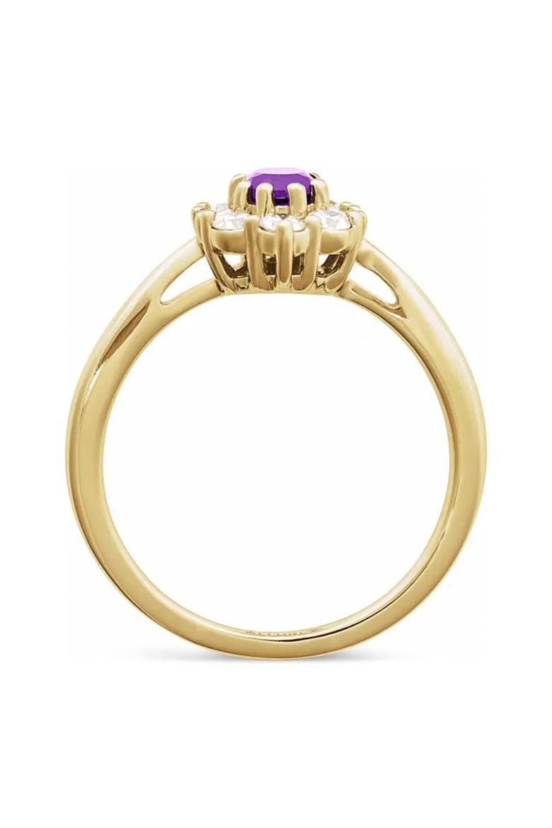Oval Lab Amethyst & Diamond Halo Ring 14K, Alternate, color, 0.95ct/Yellow Gold