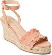 Jack Rogers Rozette Ruffle Espadrille Ankle Strap Platform Wedge Sandal
